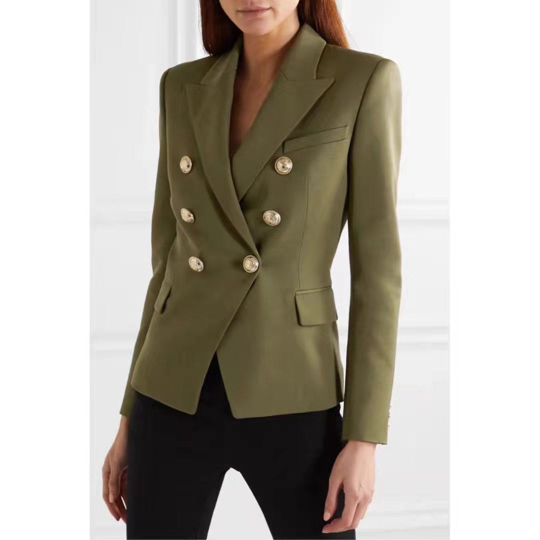 Damen Elegante Doppelreihige Blazerjacke mit goldenen Knöpfen EB