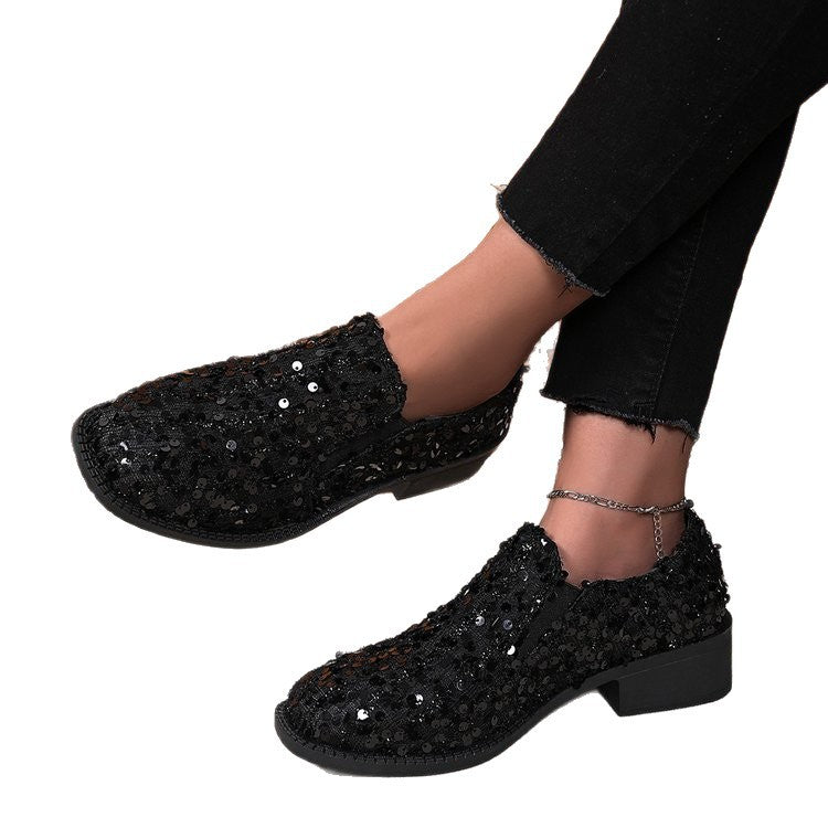 Damen Glitzernde Mokassins mit funkelnden Pailletten EB