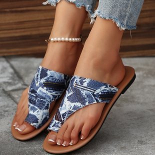 Damen Zehentrenner-Sandalen mit modischem Denim-Design und komfortablem Fußbett EB