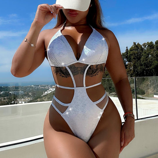 Damen Cut-Out Bikini mit schimmerndem Design EB