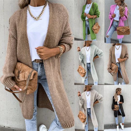 Damen Offene Strickjacke mit groben Maschen und lässigem Schnitt EB