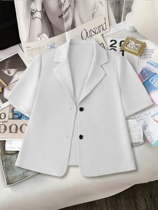 Damen Kurzärmelige Blazerjacke aus leichtem Material EB
