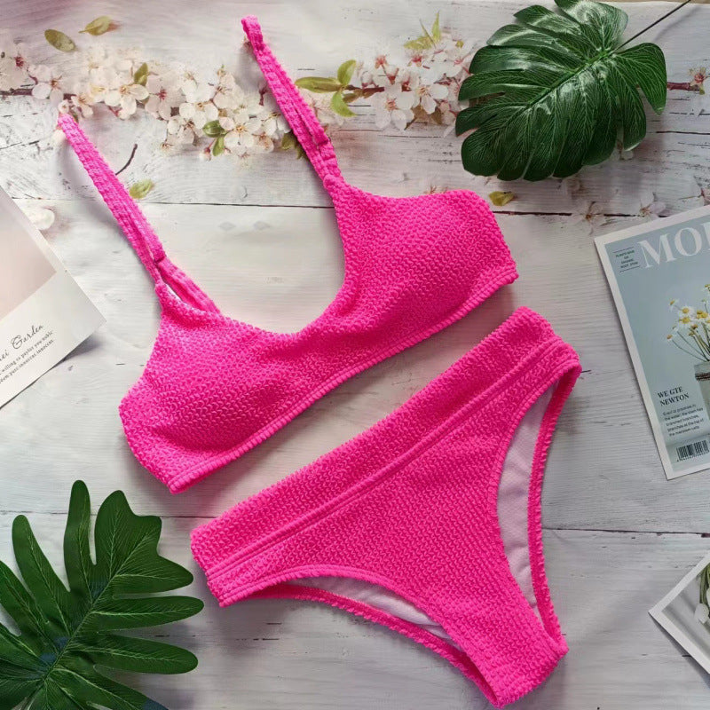 Damen Triangel-Bikini mit elastischem Wellenmuster und komfortablem Schnitt EB