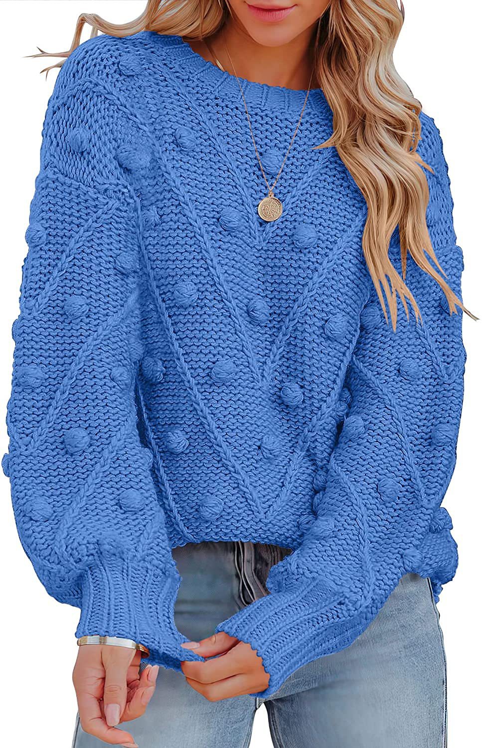 Damen stylischer Strickpullover mit strukturiertem 3D-Muster EB