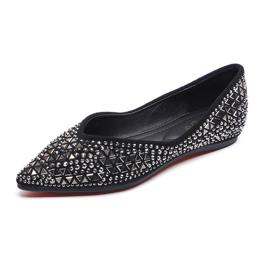 Damen elegante Ballerinas mit funkelnden Strassapplikationen EB