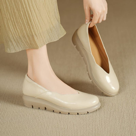 Damen bequeme Slip-On Ballerinas mit modischem Plateau EB