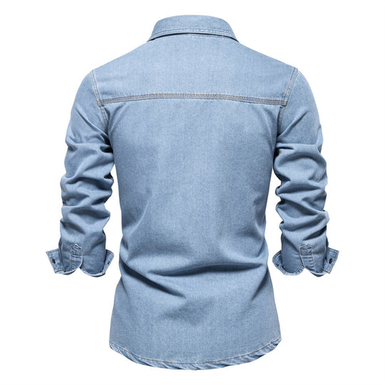 Herren Denim Hemd mit zwei Brusttaschen und modischem Schnitt EB