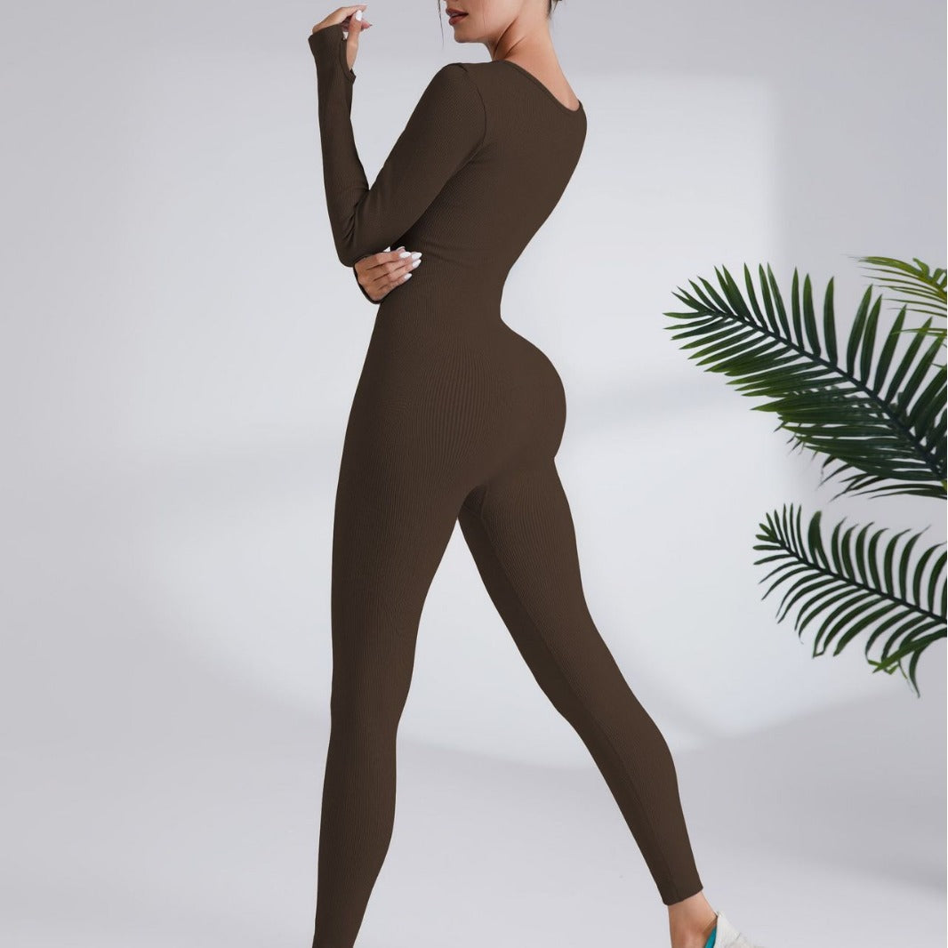 Damen Leggingsanzug mit elegantem Quadrat-Ausschnitt und figurbetonendem Schnitt EB
