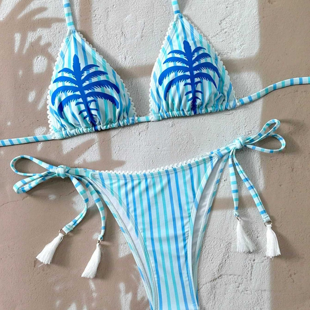 Damen Bikiniset mit verspielten Rüschen und floralem Design EB