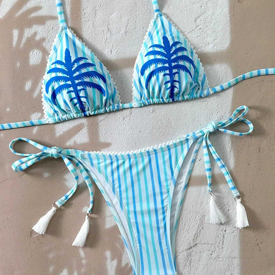 Damen Bikiniset mit verspielten Rüschen und floralem Design EB