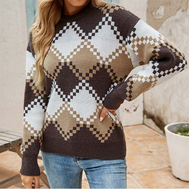 EB | Karierter Strickpullover im Vintage Look