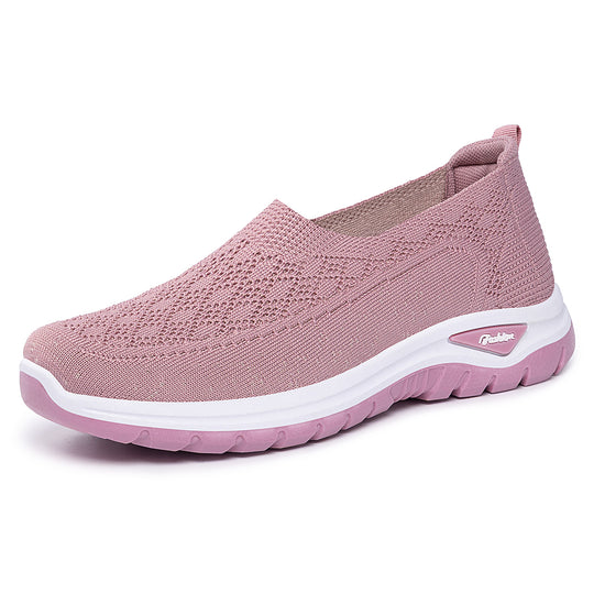Damen nan gestrickter Slip-On Komfortwalker mit Memory-Fußbett, elastischem Sockeneinstieg und rutschfester Profilsohle EB