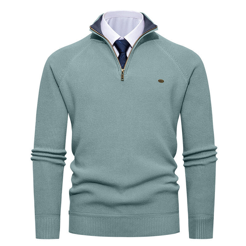 Herren eleganter Strickpullover mit Stehkragen und Reißverschluss EB