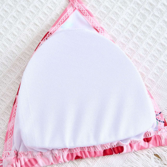Damen Triangel-Bikini mit frischem Kirschmotiv EB