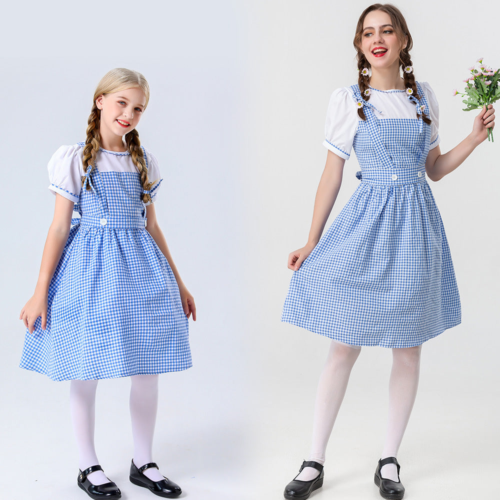 Damen Trachtenkleid mit romantischen Karomustern und schicken Knopfdetails EB