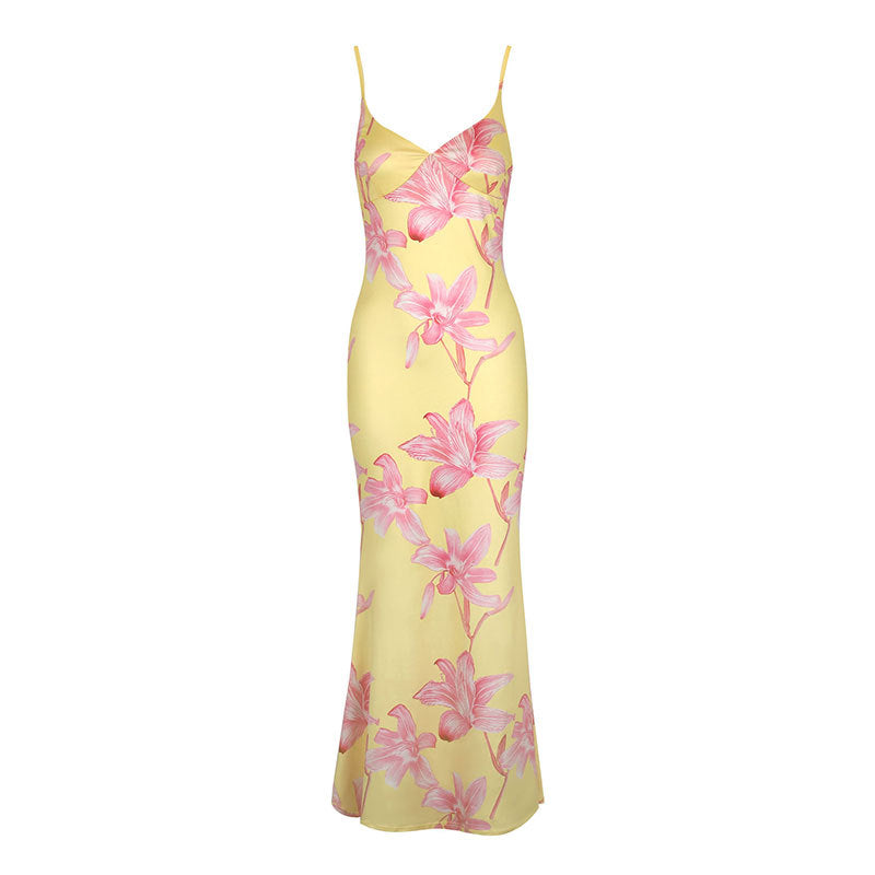 Damen Körperbetontes Maxikleid mit Blumenmuster EB