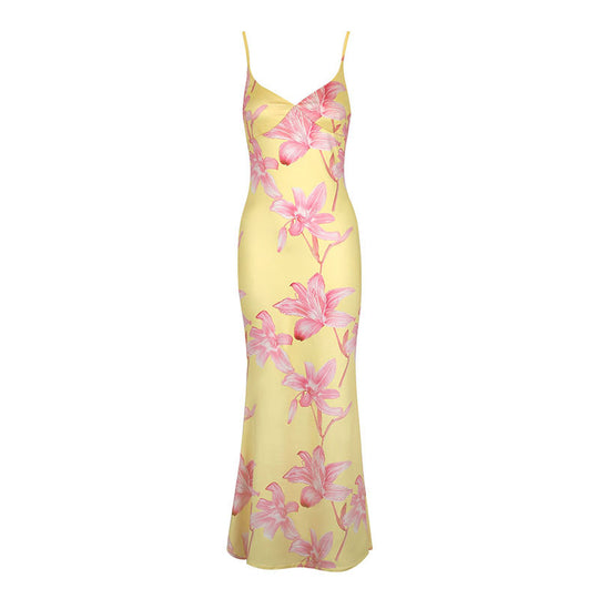 Damen Körperbetontes Maxikleid mit Blumenmuster EB
