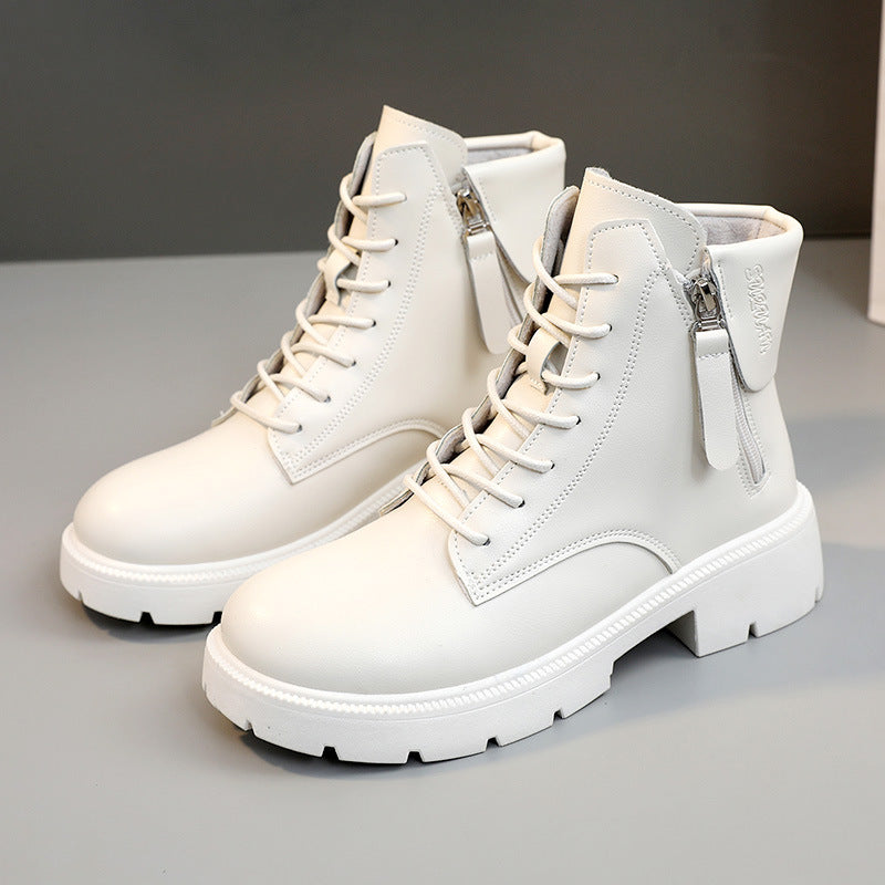 Damen hochwertige Lederstiefeletten mit seitlichem Reißverschluss EB