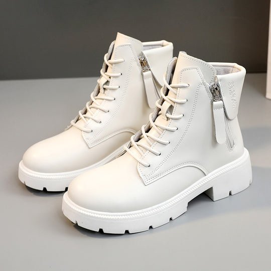 Damen hochwertige Lederstiefeletten mit seitlichem Reißverschluss EB