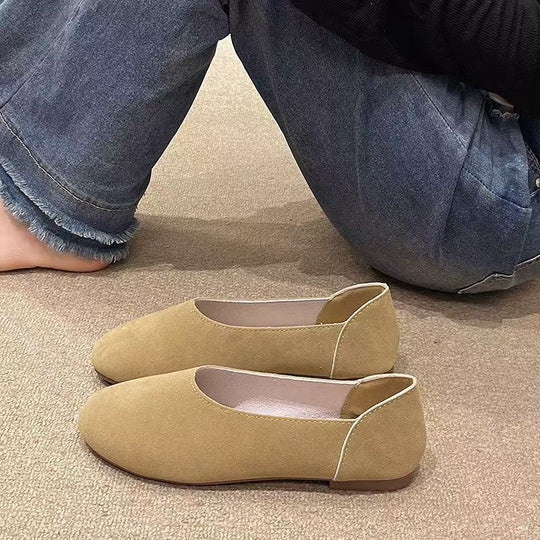 Damen flache Ballerinas aus hochwertigem Veloursleder EB