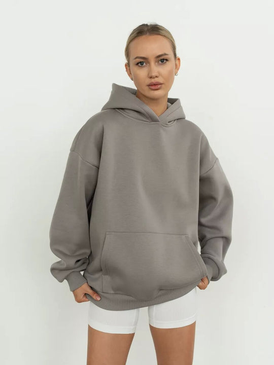 Damen Kuscheliger Oversized Hoodie mit Kängurutasche EB