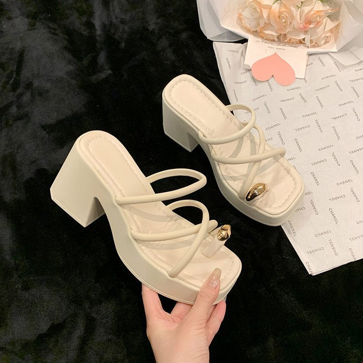 Damen glamouröse Plateau-Sandaletten mit modischem Riemendesign und schickem Blockabsatz EB