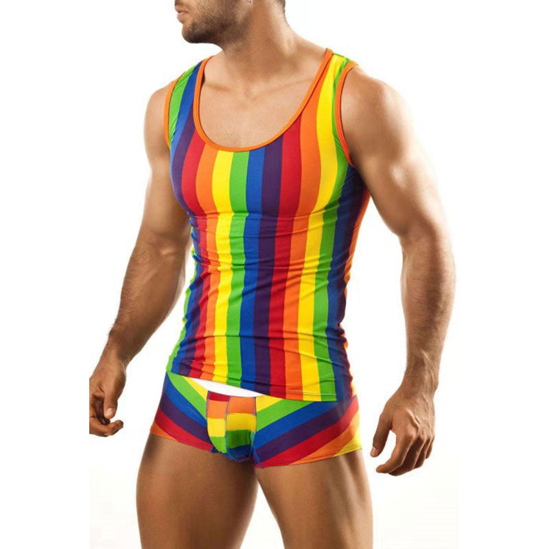 Herren nan eng anliegendes Unterwäsche-Set mit Tanktop und formendem Boxerbrief aus Stretchjersey EB