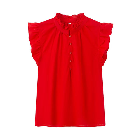 Damenbluse mit Rüschendetails und Knopfleiste EB