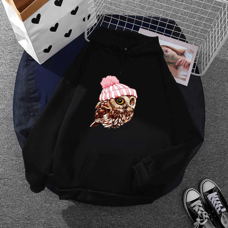 Damen nan lässiger Oversize Kapuzenpullover mit Herz‑und‑Pfotenprint, Kordelzug und gerippten Bündchen EB