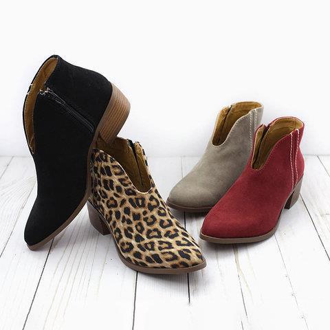 Damen elegante Stiefeletten mit seitlichem Reißverschluss und modischem Schnitt EB