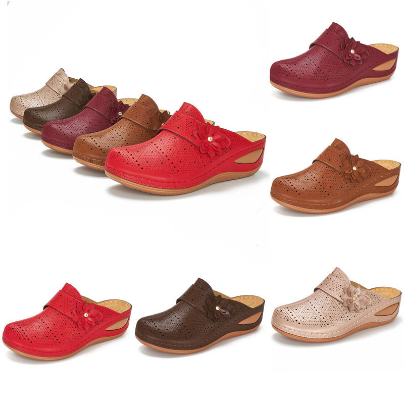 Damen bequeme Clogs mit floralem Cut-Out-Design und rutschfester Sohle EB