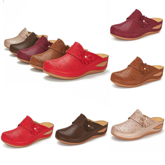 Damen bequeme Clogs mit floralem Cut-Out-Design und rutschfester Sohle EB