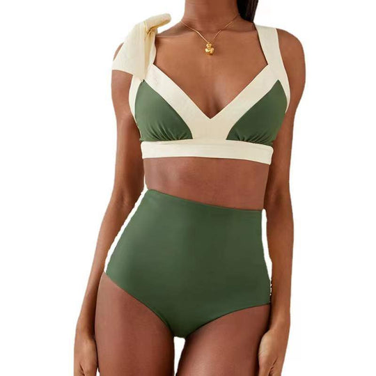 Damen Hoch geschnittener Bikini mit elegantem Wickeldetail EB