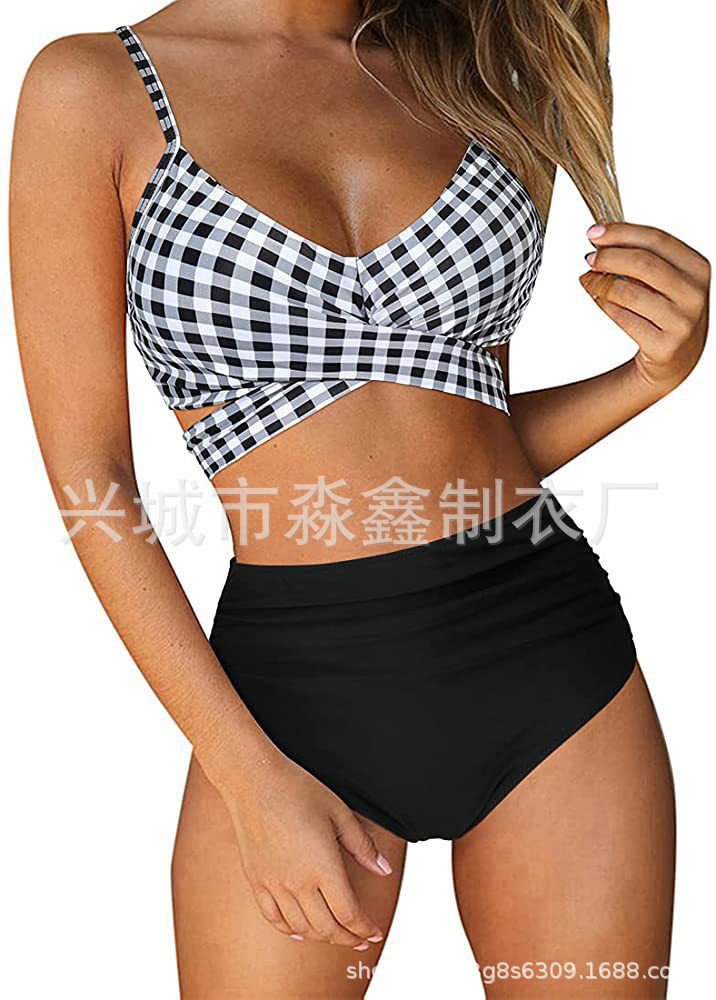 Damen Crop-Top Bikini-Set mit geflochtenem Design EB