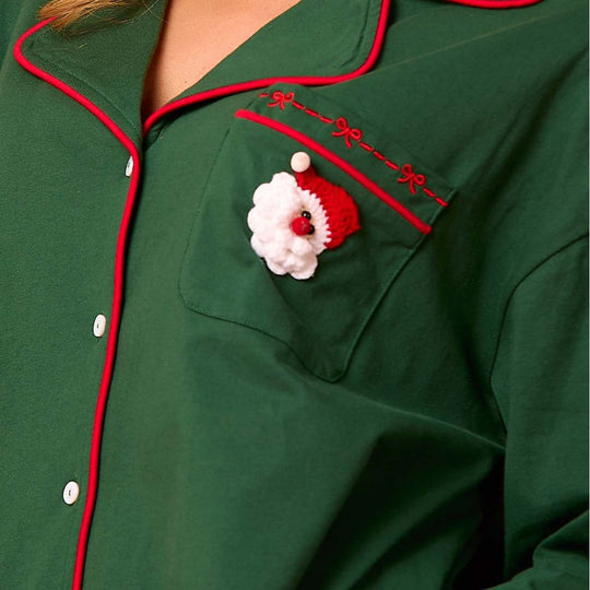 Damen festliches Pyjama-Set mit aufgestickten Details EB