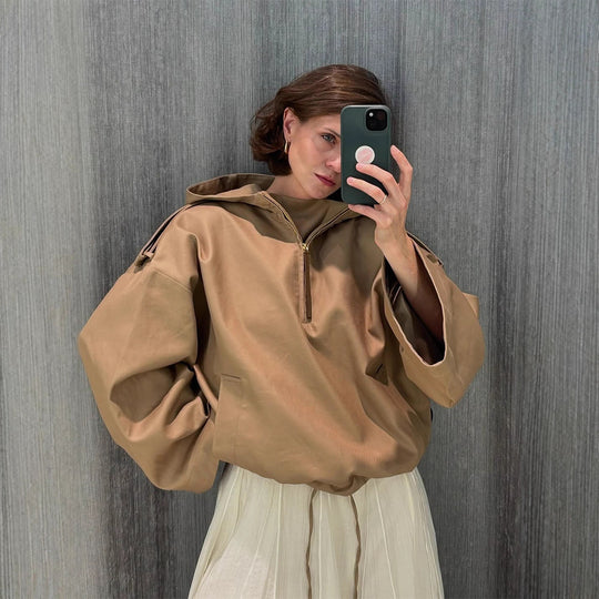 Damen oversized Fleecejacke mit praktischen Taschen EB