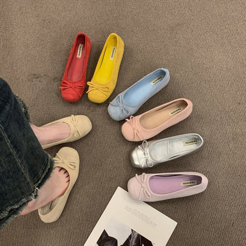Damen Ballerinas mit dekorativem Schleifendetail und hochwertiger Fleeceaussensohle EB