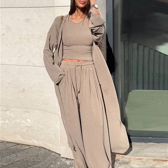 Damen Lässiges Freizeit-Ensemble mit offener Jacke EB