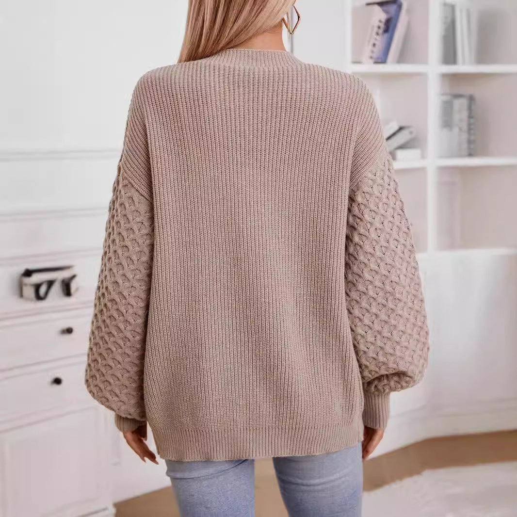 Damen Strickjacke mit strukturiertem Ärmel und Knopfdetails EB