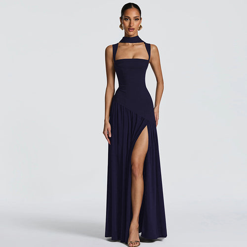 Damen Elegantes Abendkleid mit asymmetrischem Schnitt und tiefem Schlitz EB