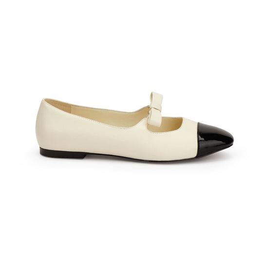 Damen Ballerina-Pumps mit dekorativem Schleifenakzent und hochglänzender Spitze EB