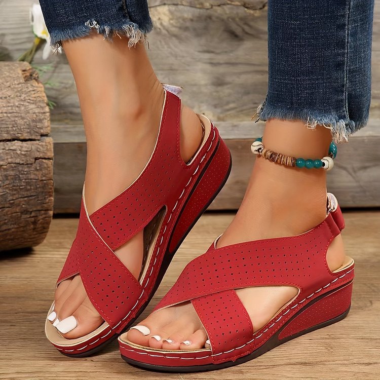 Damen Elegante Komfort Sandalen mit kreuzenden Riemen EB
