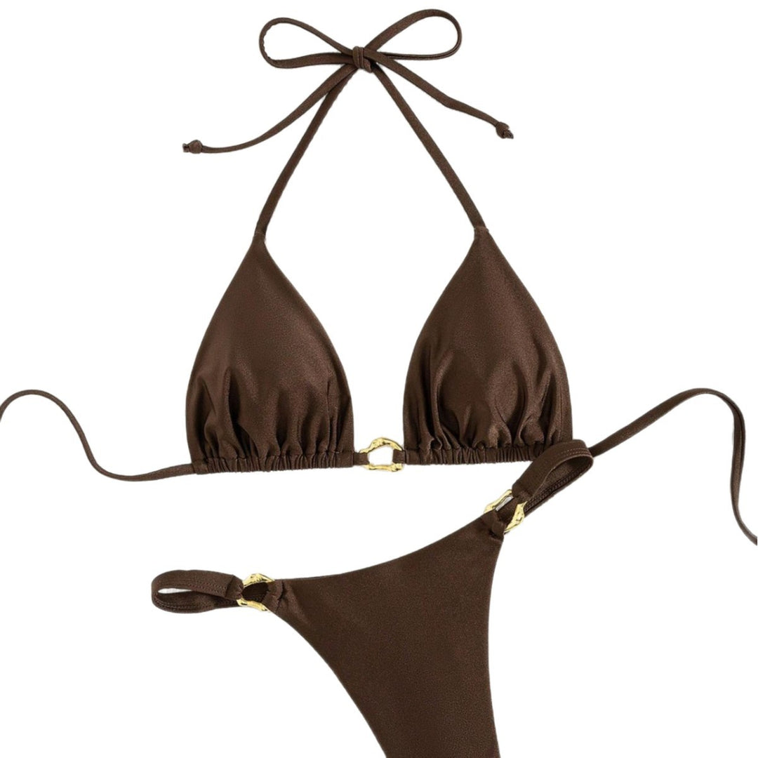 Damen Triangel-Bikini mit luxuriösen goldenen Akzenten EB