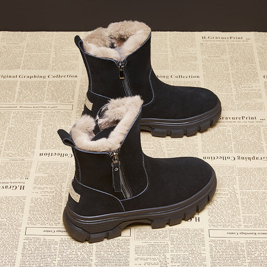 Damen Warme Winterstiefel mit durchgehendem Futter und robustem Reißverschluss EB