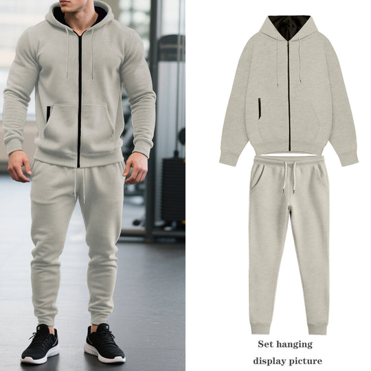 Herren nan zweiteiliges Performance Fleece Jogginganzug-Set mit Kapuzenjacke, verdecktem Reißverschluss und tapered Jogginghose EB