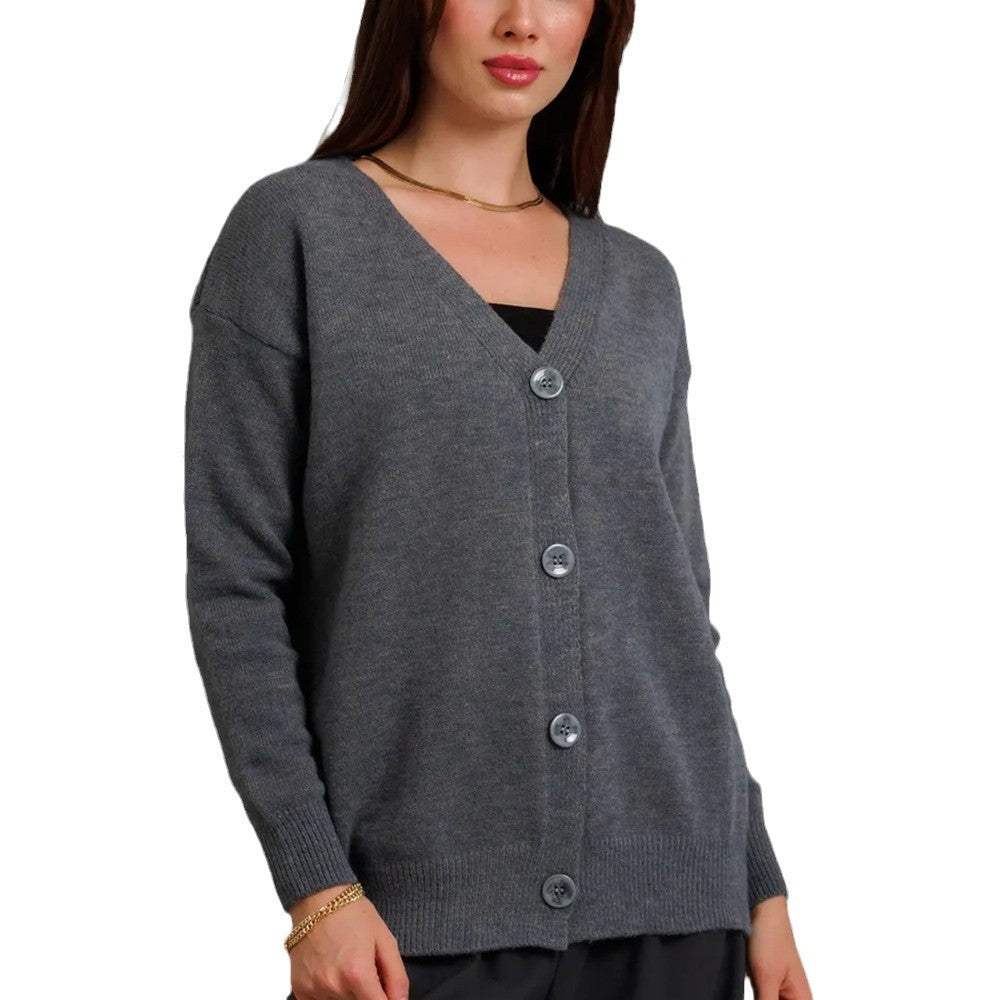 Damen Weicher Strickcardigan mit Knopfverschluss EB