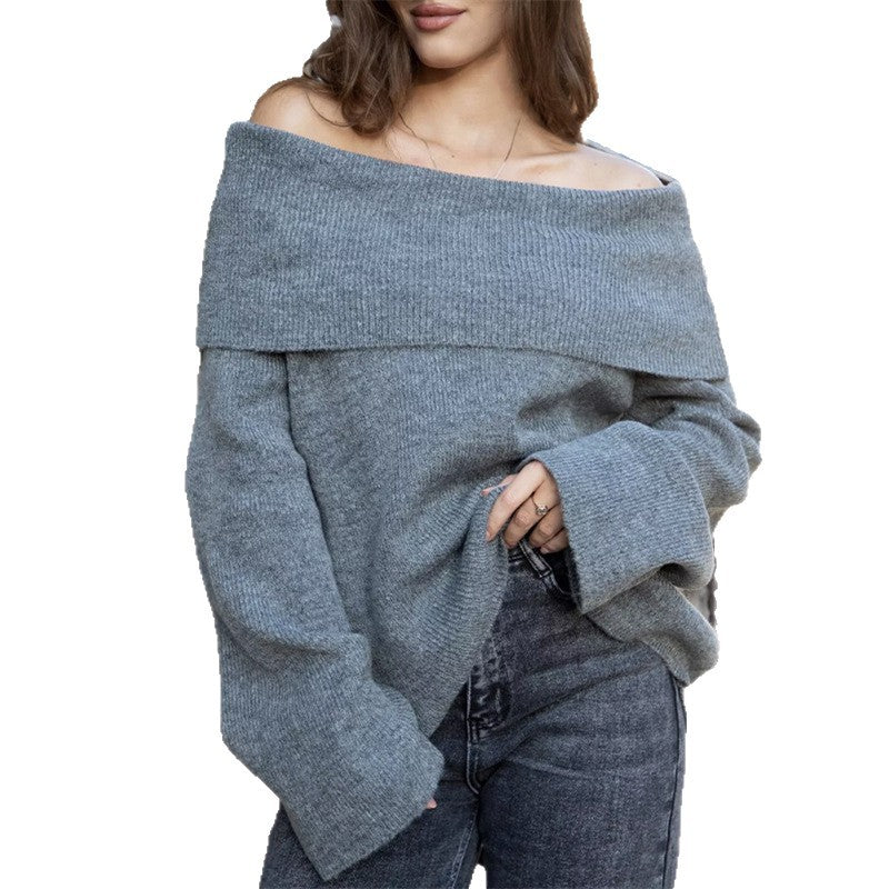Damen Off-Shoulder-Pulloverkleid aus weicher Strickqualität EB