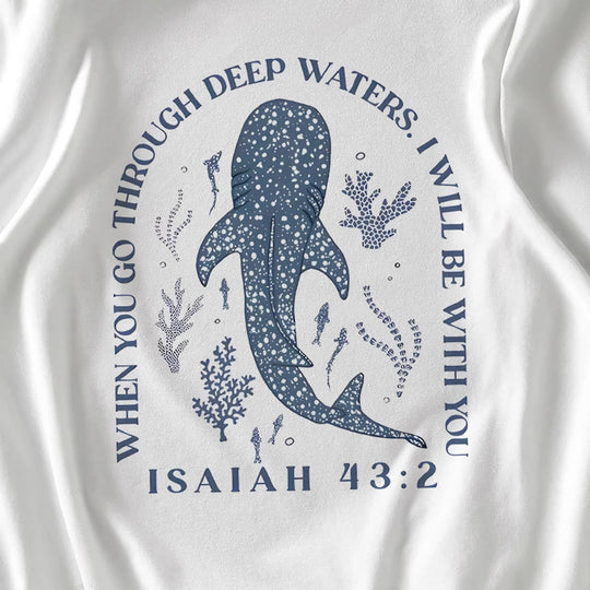 Damen T-Shirt mit kreativem Wahlspruch und kunstvollem Hai-Motiv EB