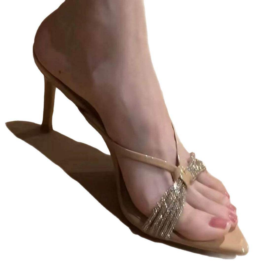Damen elegante Strass-Sandalen mit hohem Absatz EB