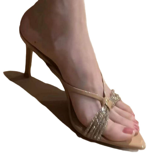 Damen elegante Strass-Sandalen mit hohem Absatz EB